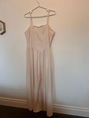 Japna Light Beige Midi Spaghetti-Strap Dress